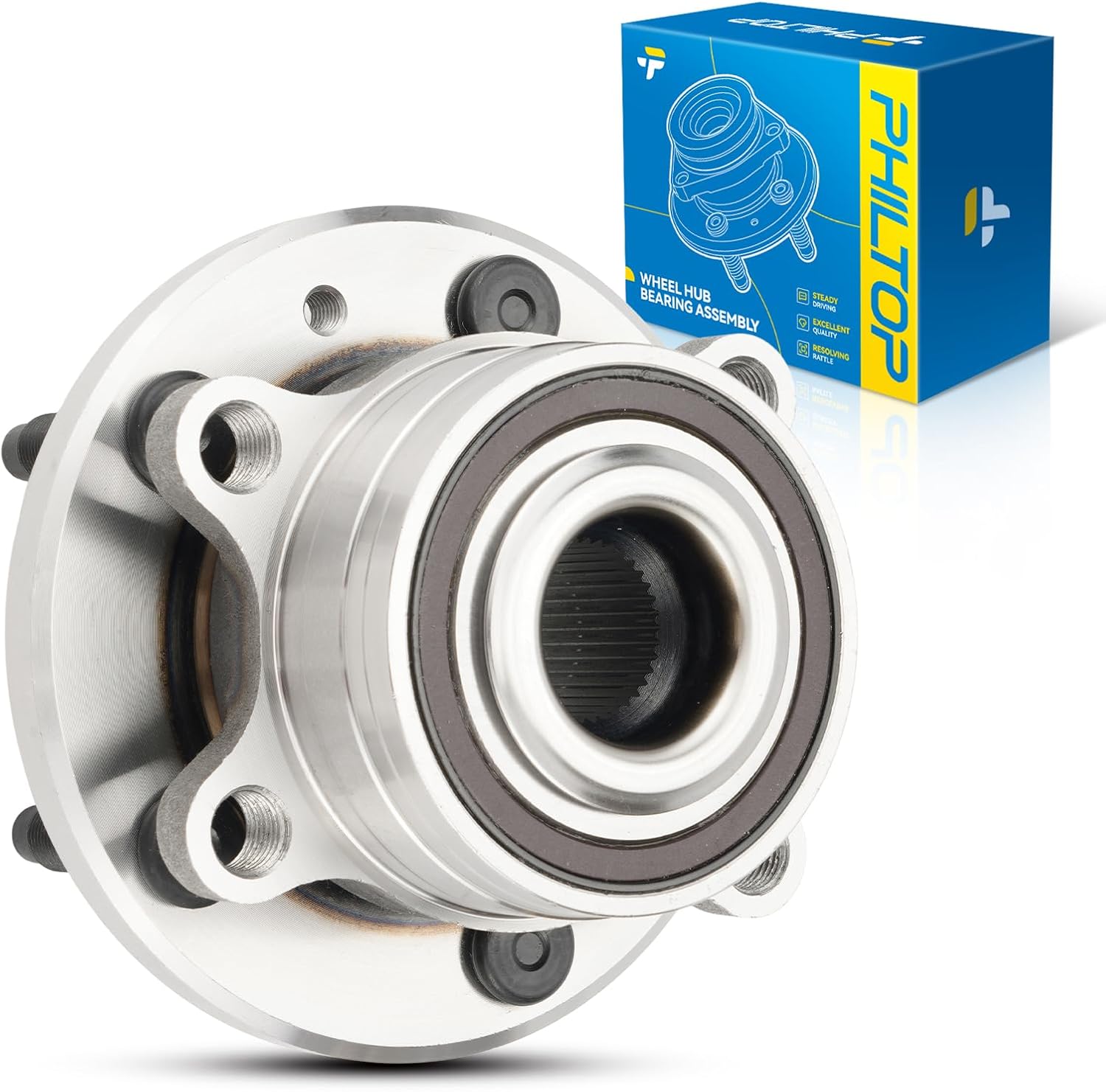 PHILTOP 512460 Front Rear Wheel Hub and Bearing Assembly 5 Lugs for Ford Explorer 2011-2019, Ford Police Interceptor Utility 2013-2019, 1 PC Hub Bearing