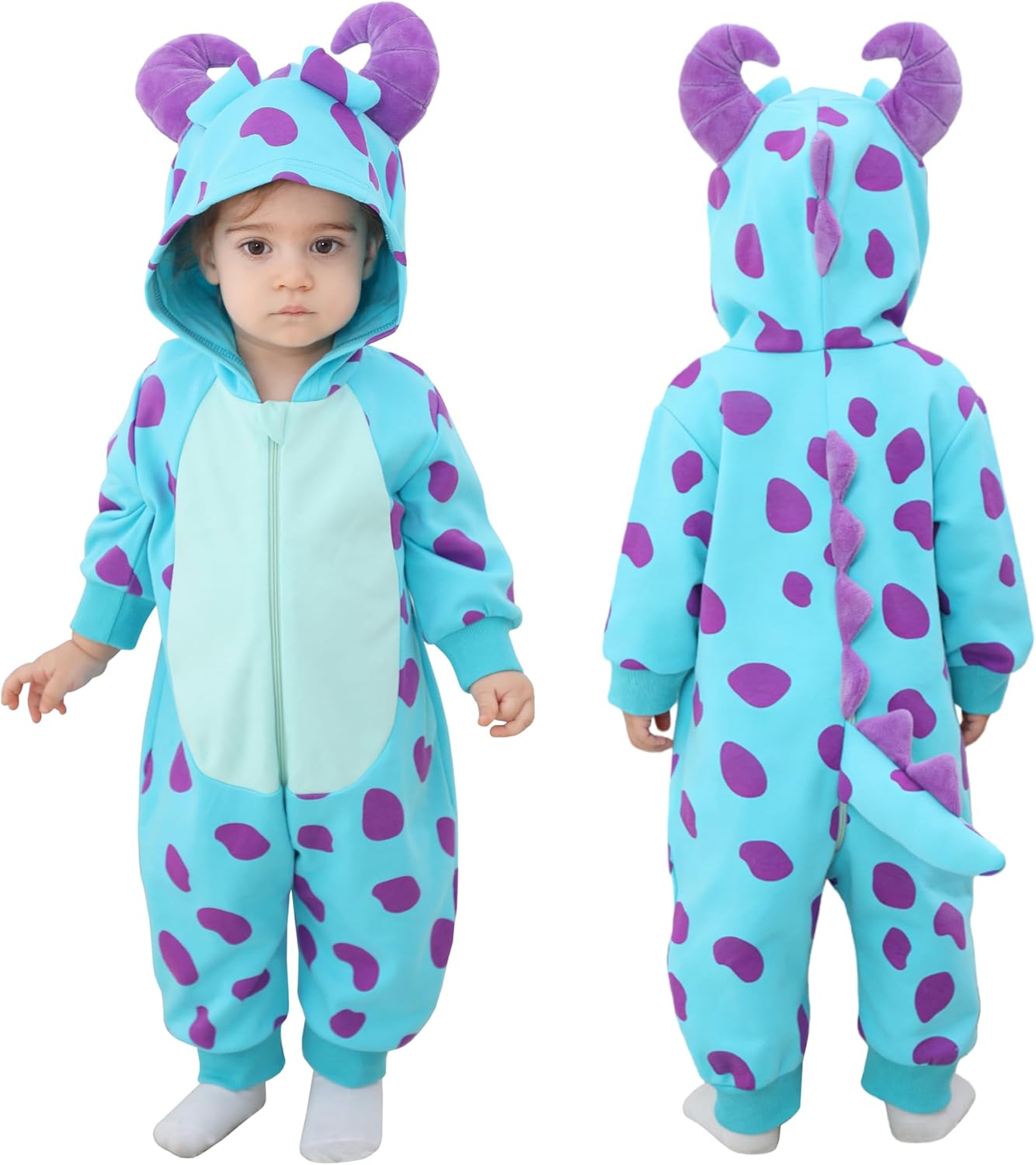 TONWHAR Toddlers And Kids One-Piece Cotton Outfit for Spring Autumn Baby Boys Girls Animal Hooded Romper