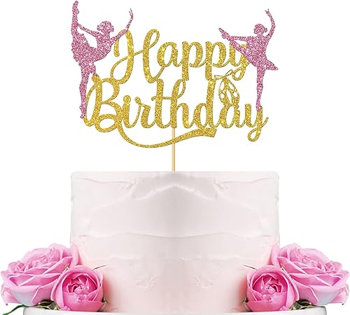 Decoración de pastel de ballet con purpurina, suministros de pastel de bailarina bailarina, decoración de fiesta de cumpleaños de bailarina para