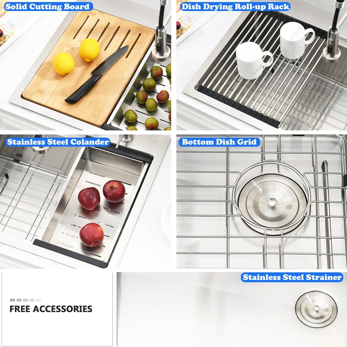 30 Inch Drop In Kitchen Sink Workstation - SZBAQTM 30x19-Inch Top Mount Sink Stainless Steel Single Bowl 10'' Deep Handmade Drop In sink with Cutting Board& Strainer