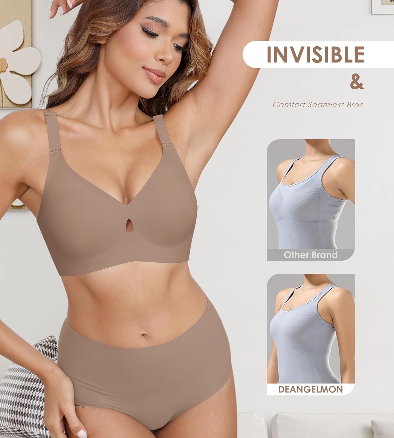 DEANGELMON Bras for Women No Underwire Wireless Push Up Bras - Seamless Full Coverage Bralettes Comfortable Everyday Bra - Image 5