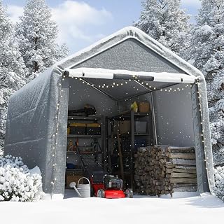 Quictent Heavy Duty 8x10FT Carport Shelter with Roll-Up Mesh Windows & Reinforced Frame, Portable Garage Canopy for Motorcycle Storage, Outdoor Equipment, Patio Furniture Cover - Dark Gray