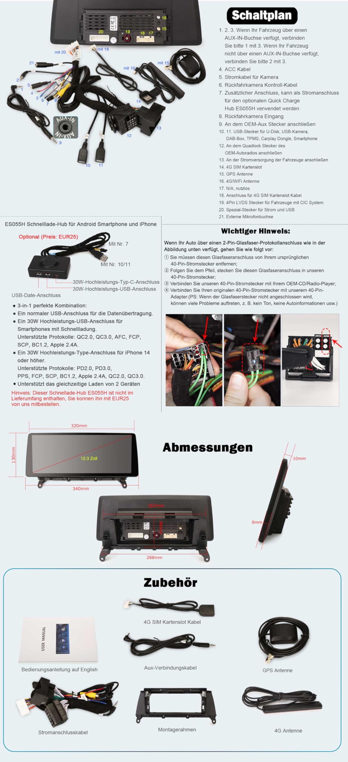 12,3" IPS Touchscreen Android 16 Snapdragon 8 Core 8GB+128GB DAB+ Autoradio per BMW X3 F25 2011-2012 CiC GPS Navigatore senza fili CarPlay Android Auto WiFi 4G Bluetooth 5.1 USB DSP CANbus Idrive OEM