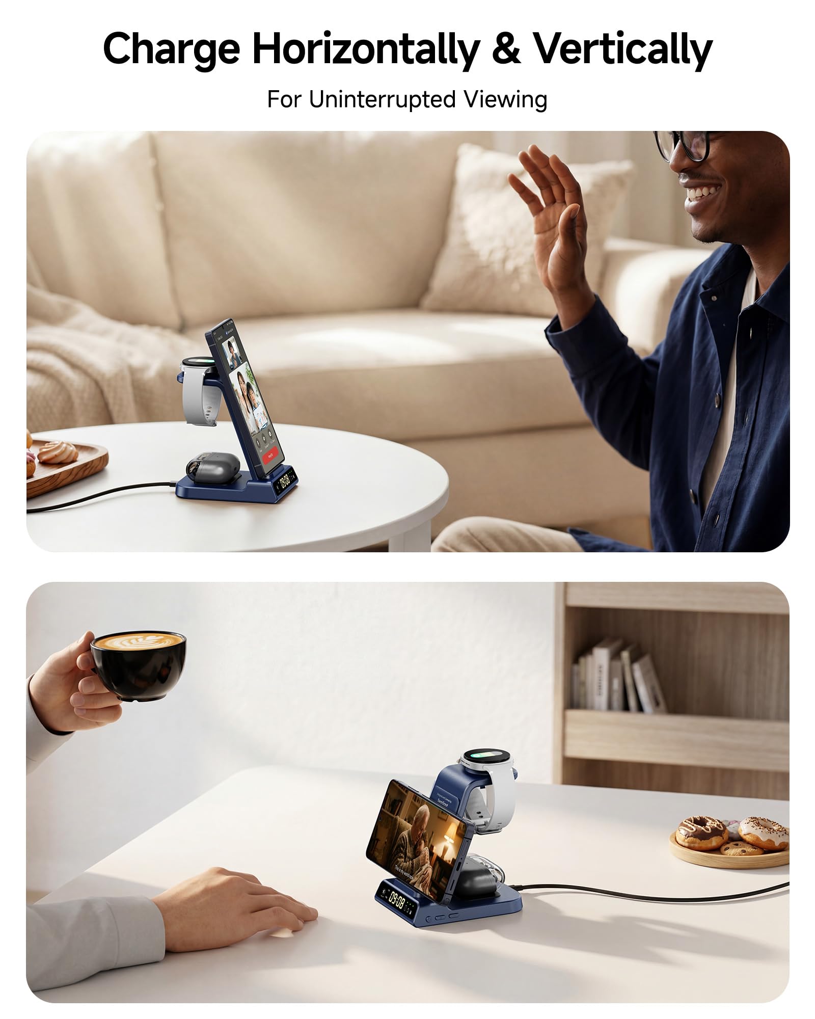 Caricabatterie wireless per dispositivi Samsung, stazione di ricarica wireless per Galaxy S26 Ultra/S26+/S26/S25/Z Flip7/S24/S23/S22, per Galaxy Watch 8/8 Classic/7/Ultra/6/5 Pro, Galaxy Buds4 Pro