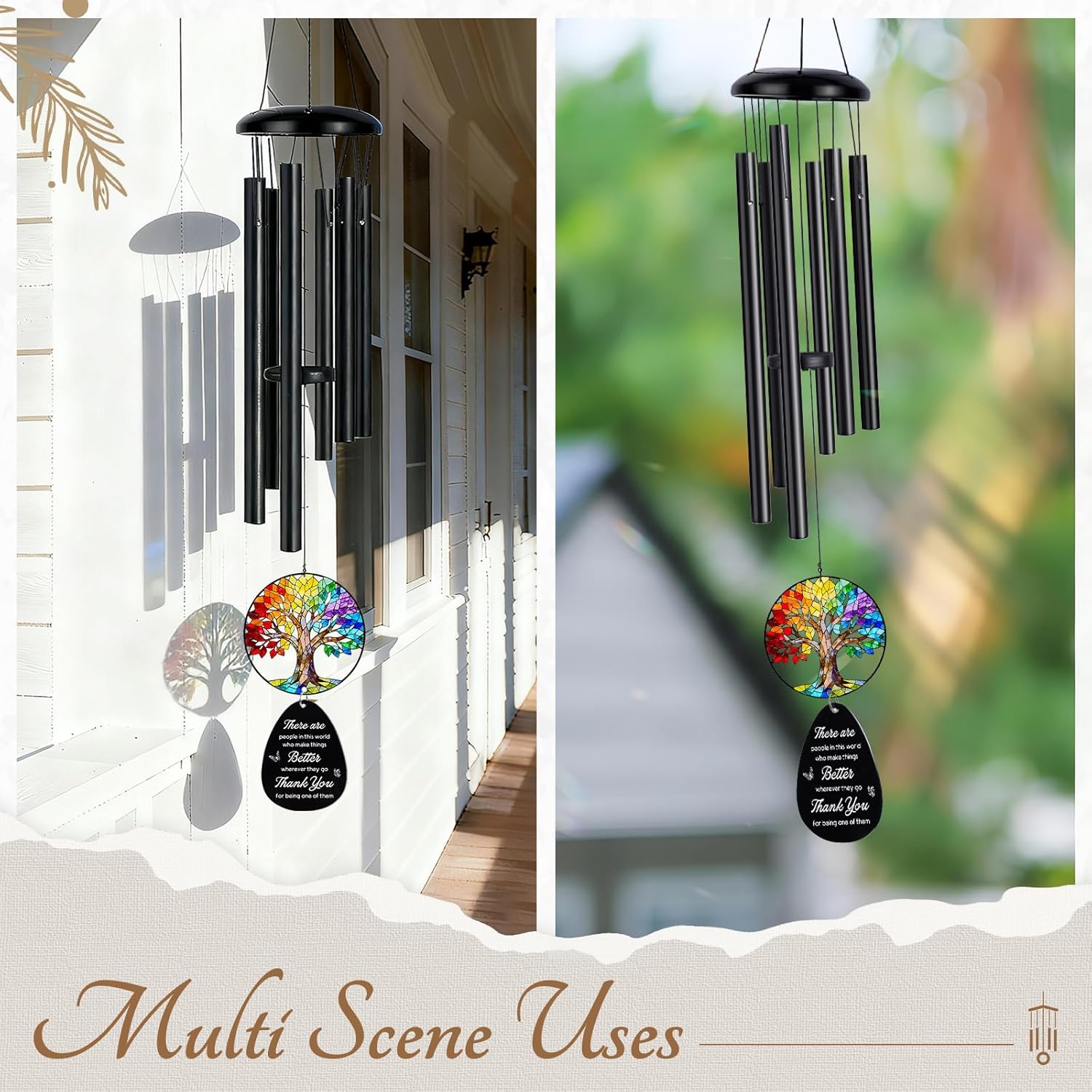 Thank You Gifts for Women Men, Christmas Appreciation Gifts for Teacher, Pastor, Coworker, Nurse - Thanksgiving Day Gift for Family, Unique Thank You Wind Chimes - Image 4