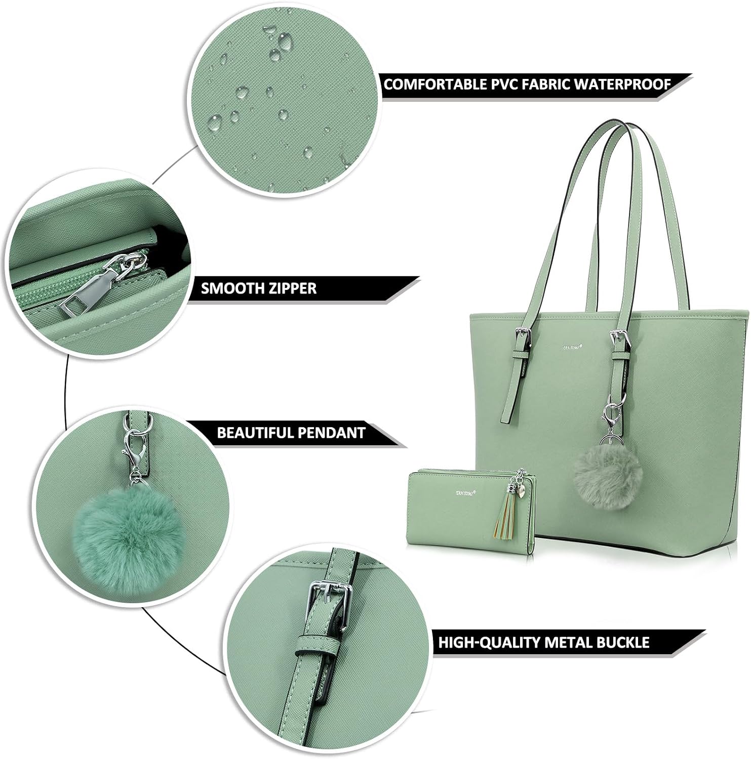 TANTOMI Tote Bags for Women, Handbags and Womens Purses Shoulder Purse Set for Travel Work