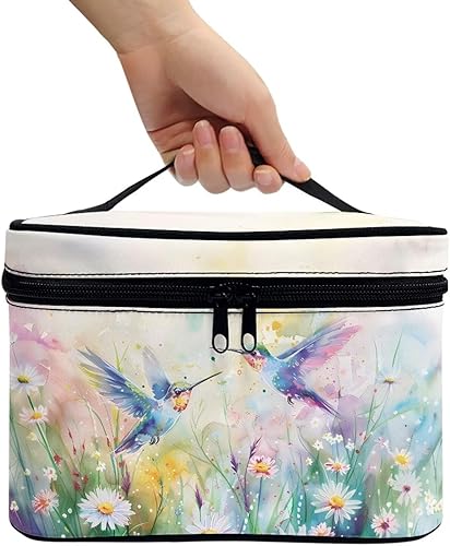 Vista 95 de doginthehole Bolsa de maquillaje, bolsa de cosméticos de viaje, bolsa de aseo portátil grande, organizador de accesorios para mujeres y niñas