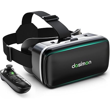 [Dasimon VRゴーグル] VRヘッドセット VRヘッドマウントディスプレイ スマホ用VRゴーグル Bluetoothリモコン付 高品質の5層構造非球面光学レンズ 視野角広い 瞳孔間距離&ピント調節可 遠視/近視適用 メガネを着用人も対応 臨場感あふれる ヘッドバンド調節可 フィット感抜群 通気性 3D VRゴーグル VRグラス 画面サイズ4.7～6.5インチのスマートフォンiosとAndroidに対応 日本語取扱書付 子供の日プレゼント