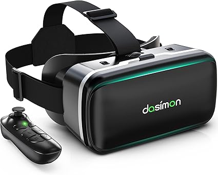 Amazon Dasimon Vrゴーグル Vrヘッドセット Vrヘッドマウントディスプレイ スマホ用vrゴーグル Bluetoothリモコン付 高品質の5層構造非球面光学レンズ 視野角広い 瞳孔間距離 ピント調節可 遠視 近視適用 メガネを着用人も対応 臨場感あふれる ヘッドバンド調節可
