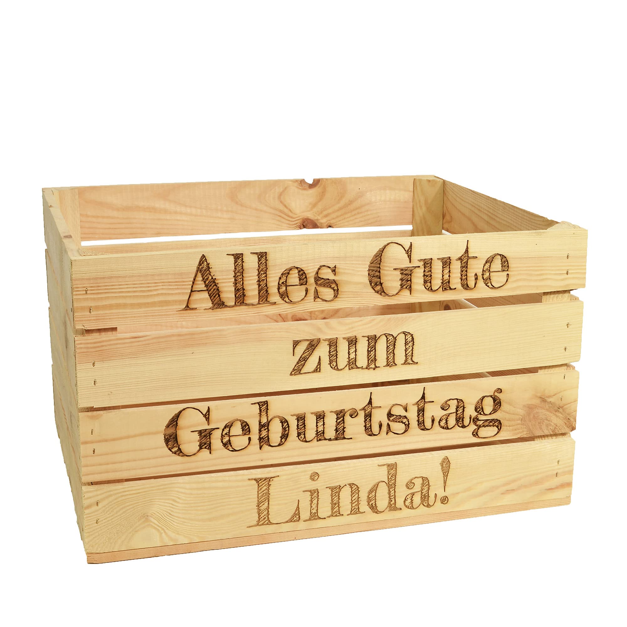 Holzkiste Noa Natur 50x40x30cm mit Gravur - Obstkiste Weinkisten Holzkisten