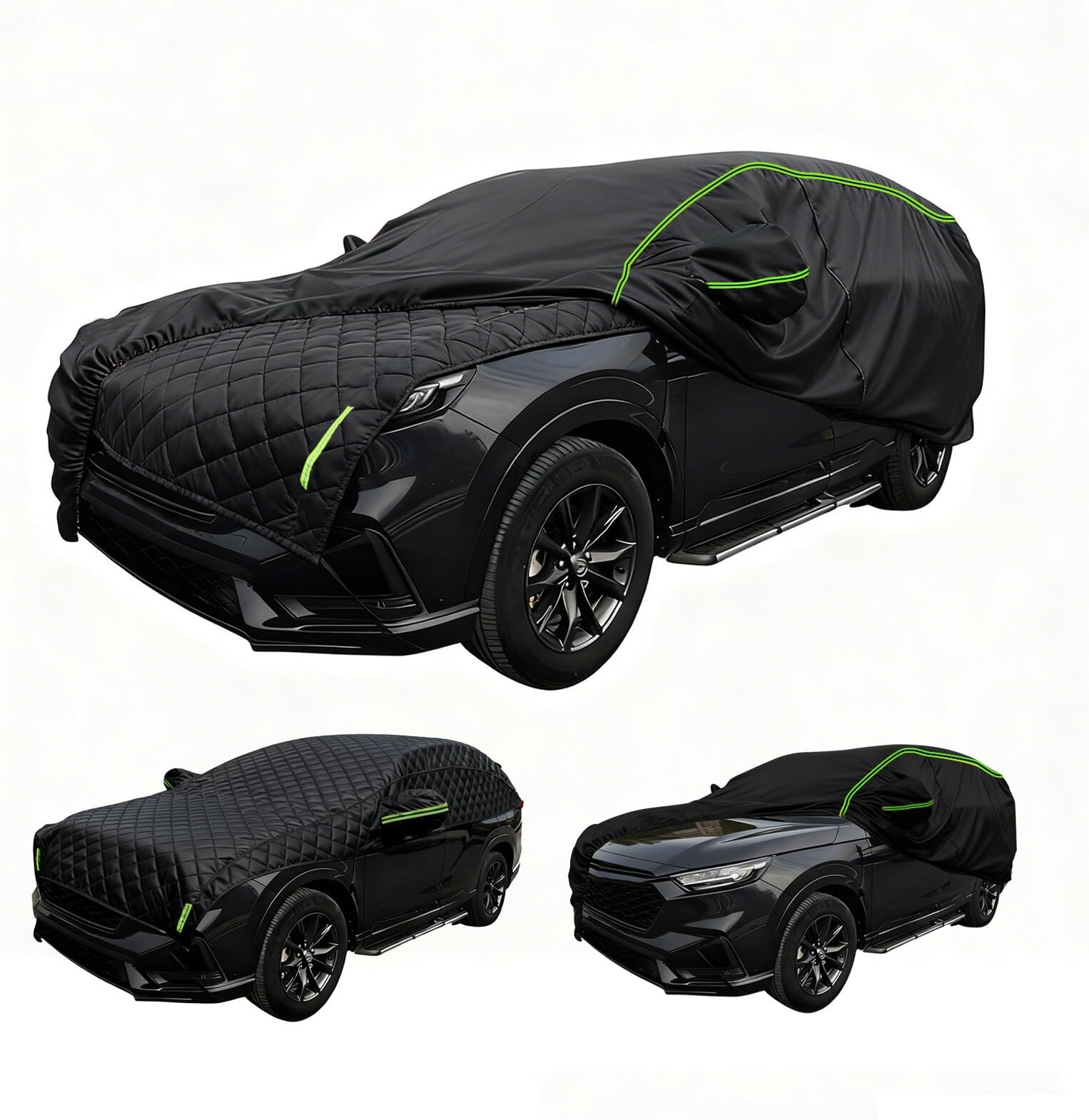 2-in-1 Hail Protection Half Cover Compatible with Kia Xceed, Padded Car Cover for Hail, All-Weather Snowproof, Windproof, Sun Protection y57e