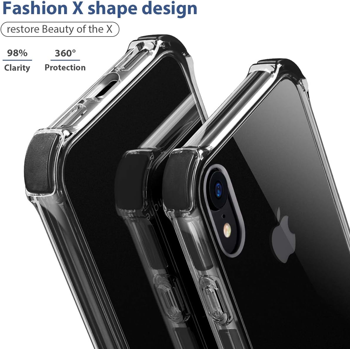 MATEPROX iPhone XR Case Clear Anti-Yellow Heavy Duty Bumper Protective Shockproof Case for iPhone XR 6.1''(Black)