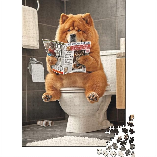 Foto 2 de 6 de Rompecabezas para Adolescentes de 1000 Piezas: Chow Chow en el baño, Juguete Educativo, decoración del hogar