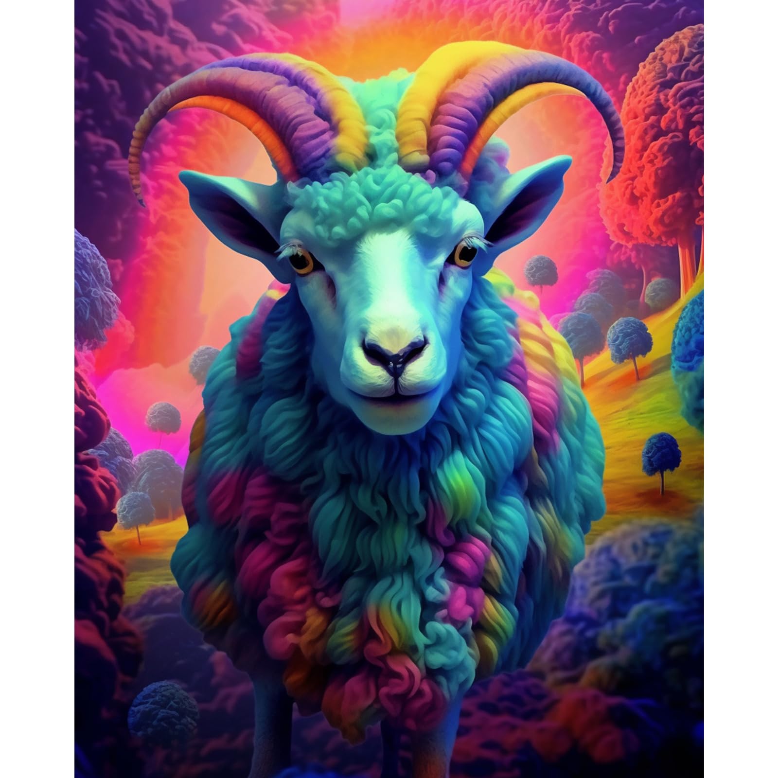 Walarky Sheep Animal Paint by Numbers for Adults,DIY Acrylic Watercolor Painting by Numbers for Kids Beginners Colorful Abstract Painting Arts Craft On Canvas DIY Frame Home Wall Decor (16Ｘ20 inches) — image 1