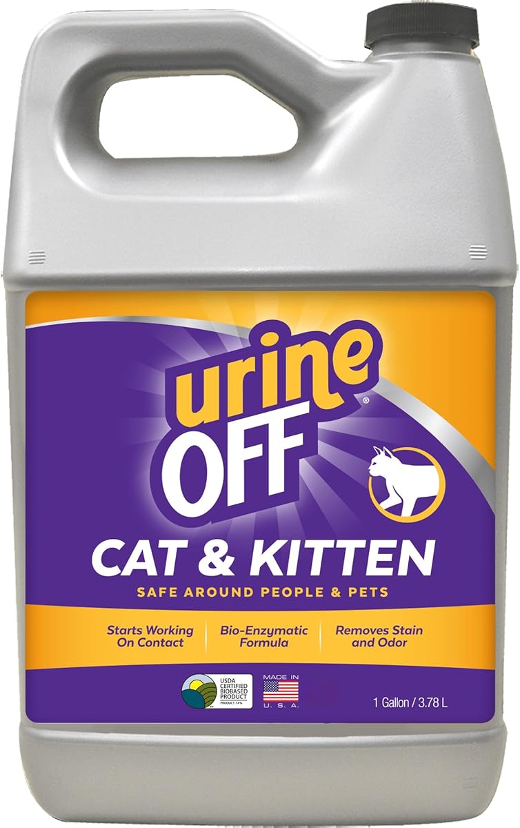 Urine Off Kitten & Cat Pet Stain Remover | Fresh Scent Carpet Cleaner | Bio Enzymatic Stain & Urine Odor Eliminator | Pet Safe Cleaner | 1 gal.