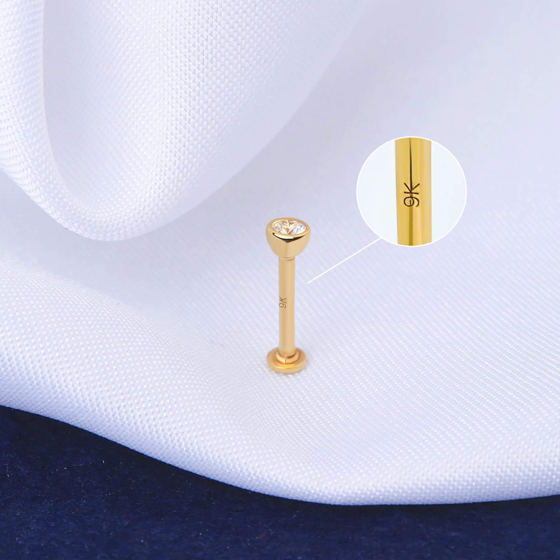 OUFER 16G 9K Gold Lippenpiercing 8 mm Lip Piercing Helix Stud Ear Conch Ring Labret Bar Medusa Monroe Ohrpiercing Knorpel Tragus Cartilage Earrings Schmuck Women Men