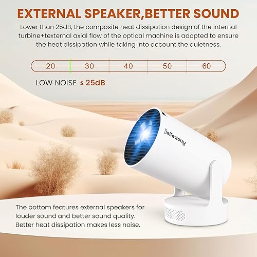 Miniatura 8 de Mini proyector, enfoque manual, proyector portátil inteligente para dormitorio y cine en casa con soporte 4K, 170 lúmenes ANSI, Keystone automático,