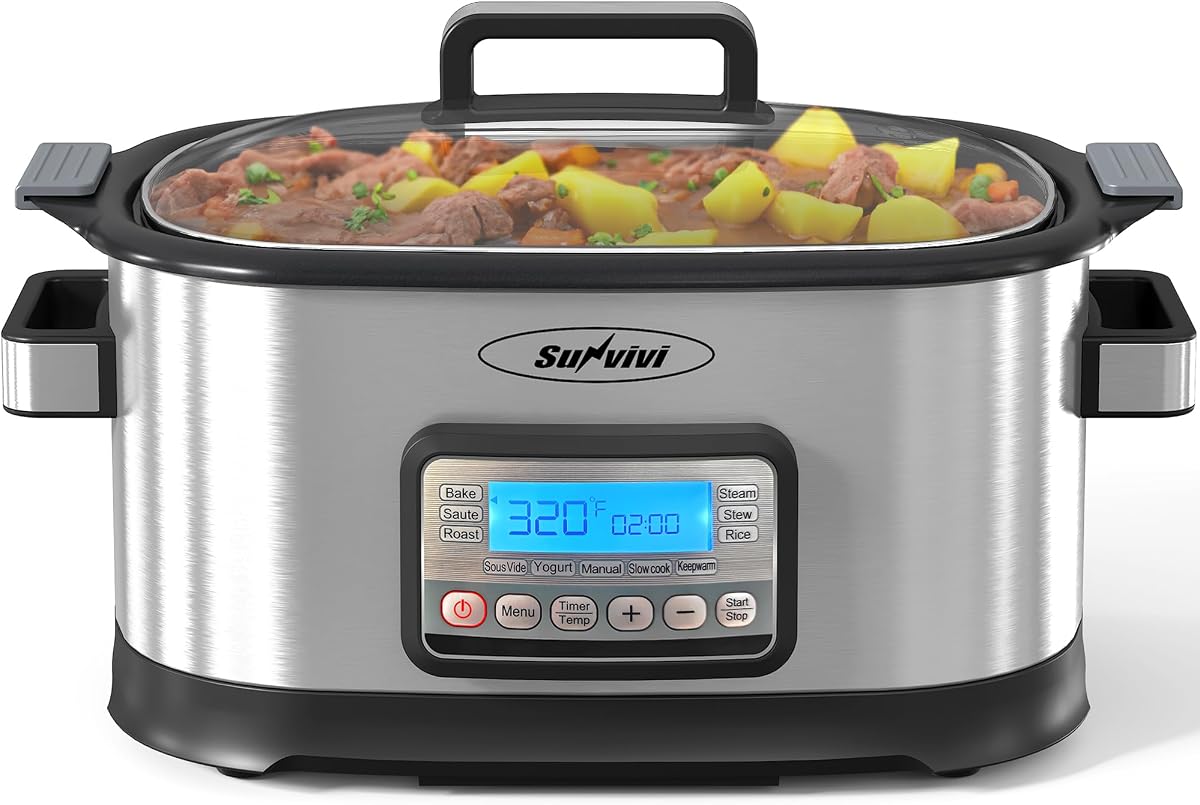 Olla múltiple 11 en 1 de 6.5 cuartos, olla de cocción lenta programable con olla extraíble antiadherente, pantalla digital, temperatura y tiempo ajustables para cocción lenta, saltear, vapor, arroz, yogur, calentador