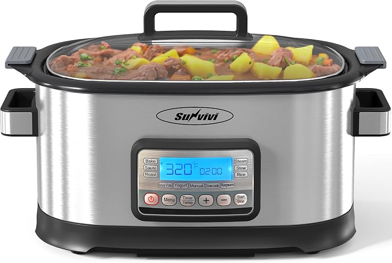 Olla múltiple 11 en 1 de 6.5 cuartos, olla de cocción lenta programable con olla extraíble antiadherente, pantalla digital, temperatura y tiempo ajustables para cocción lenta, saltear, vapor, arroz, yogur, calentador