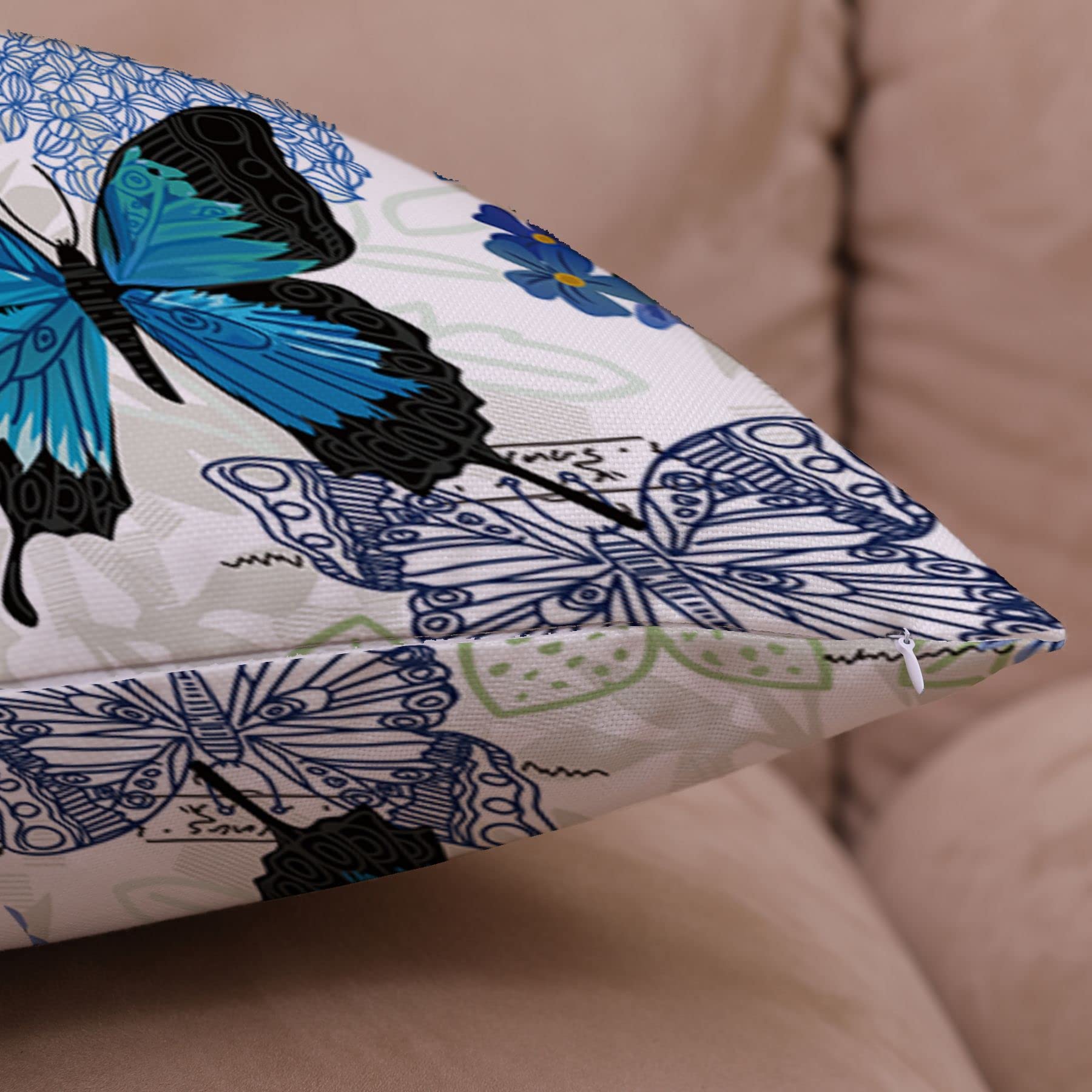 Amazon.co.jp: レトロバタフライパターン装飾スロー枕カバー