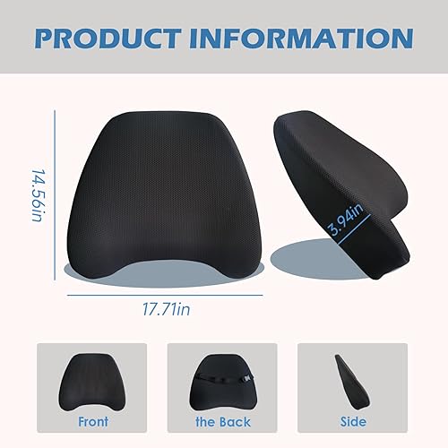 Miniatura 2 de Almohada de apoyo lumbar súper acogedora para automóvil o silla de oficina, almohada lumbar 100% de espuma viscoelástica con funda extraíble