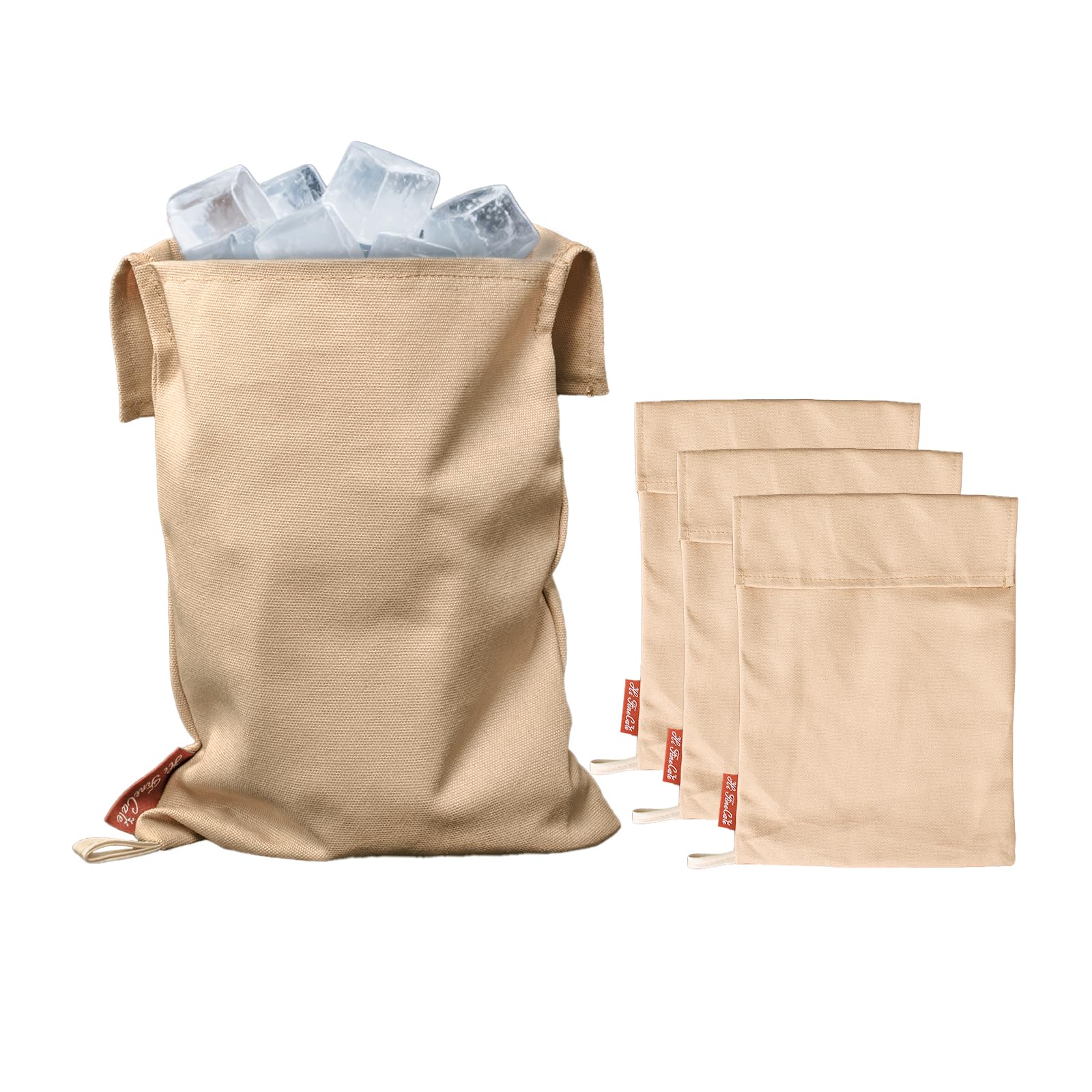 Sac à glace en toile beige style Lewis pour glace pilée maison