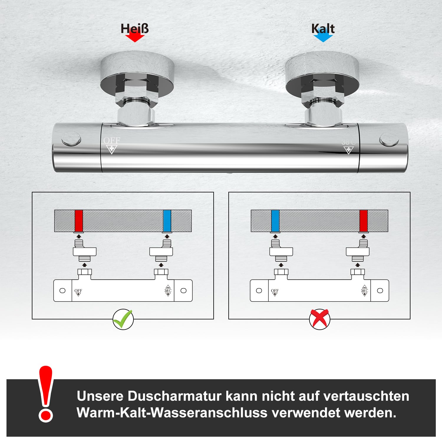Görbach Colonna Doccia con Miscelatore Termostatico, Set Asta Doccia in Acciaio inox con Doccetta e Tubo, Saliscendi Doccia 70 cm con Mensola, Cromo