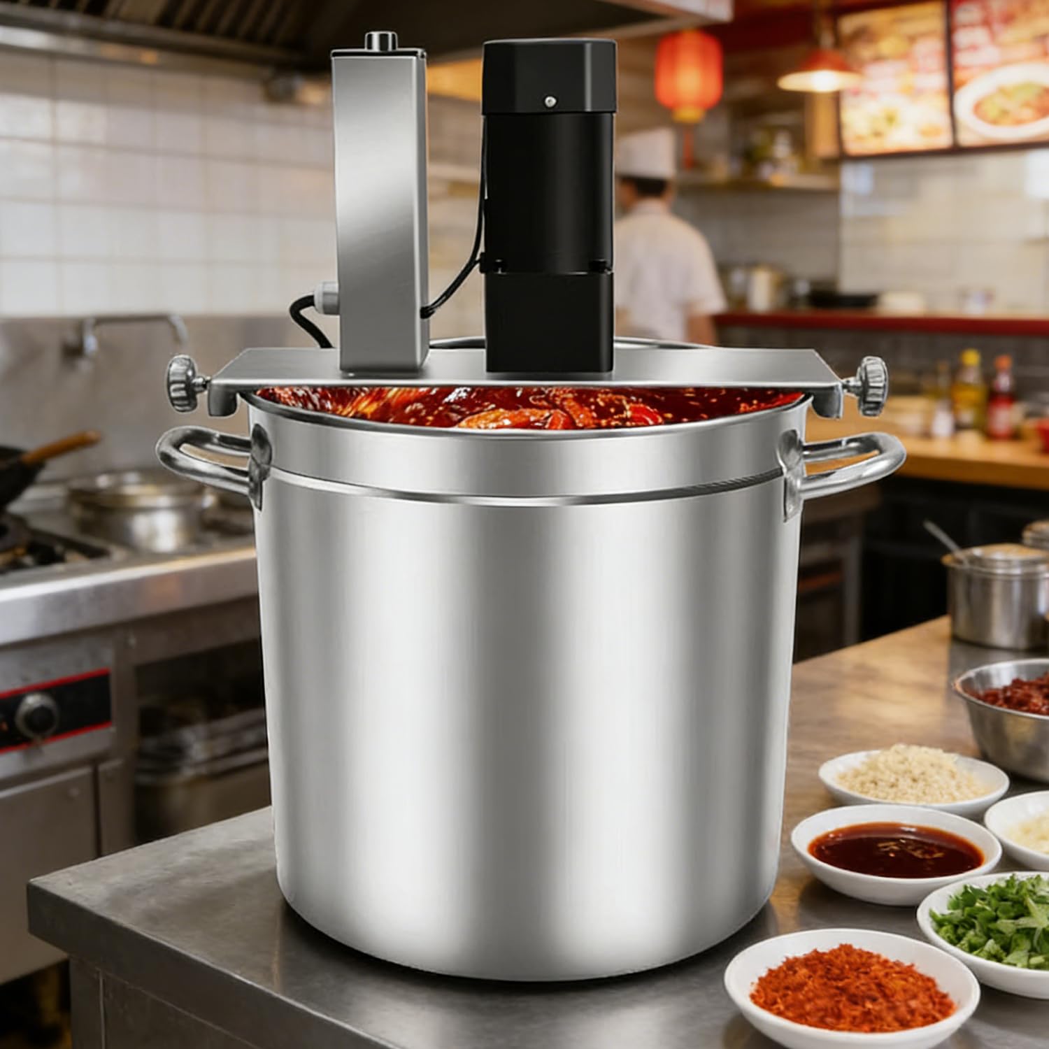 Mescolatore elettrico per cucinare, agitatore automatico per pentole, ad alta efficienza, per cucina domestica e lavorazione degli alimenti commerciale, ideale per marmellate, salse, peperoncino, 200