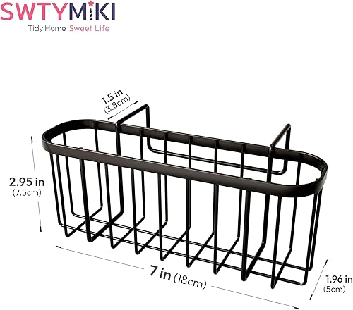 Miniatura 7 de SWTYMIKI Soporte de esponja para fregadero de cocina con partición, organizador de fregadero de cocina móvil con tamaño compacto de acero inoxidable