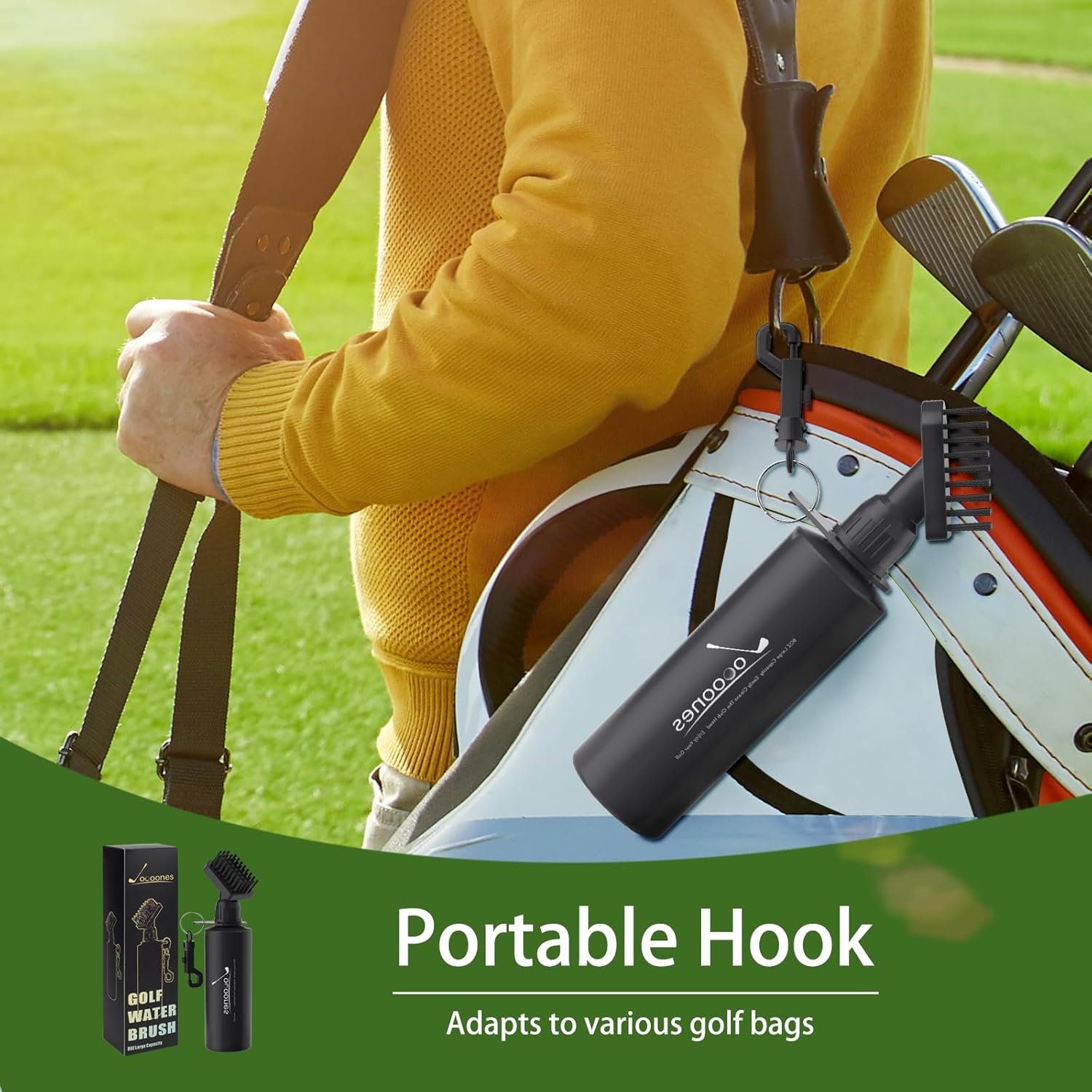 Golf Brush with Water Squeeze Bottle Hard to Crack Handle Large Capacity Softer Nylon Bristles Solid Clip Easy to Use (8oz Capacity) Golf Club Brush Golf Water Brush - Image 5