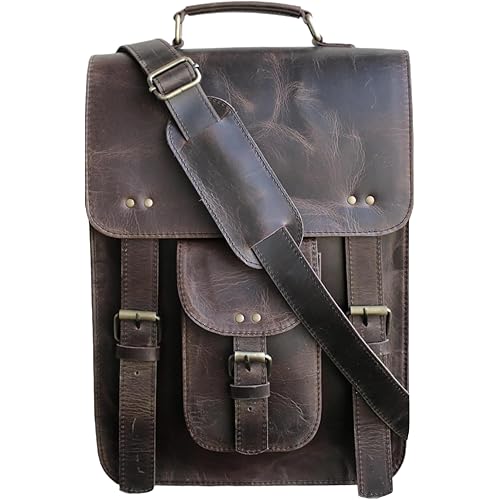 jaald Genuine Leather Messenger Bag Vintage Laptop Crossbody Bag Satchel Man Purse Shoulder Bag for man woman office bag