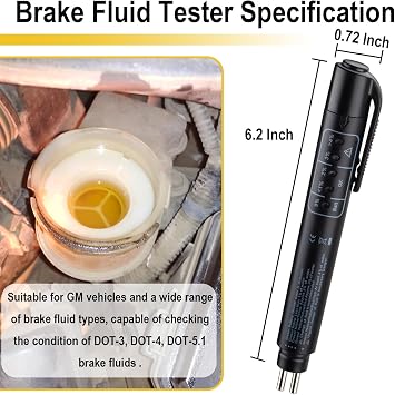 ecocstm Brake Fluid Tester, Brake Fluid Moisture Tester, Brake Fluid Liquid Tester Pen with 5 LED Indicators, Auto Brake Diagnostic Checker Tool for DOT3 DOT4 DOT5.1 Brake Fluid