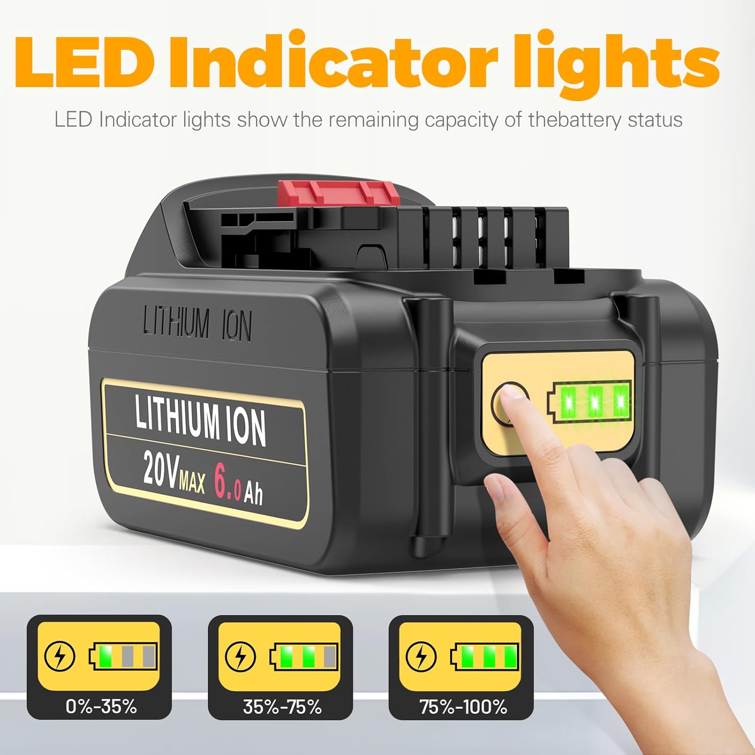 Fancy Buying 6.0Ah 20V Max Battery for Dewalt 20V Battery Compatible with Dewalt Batteries DCB205 DCB206 DCB207 DCB204 DCB201 DCB200 DCD DCF DCG Series Cordless Power Tools 4 Pack