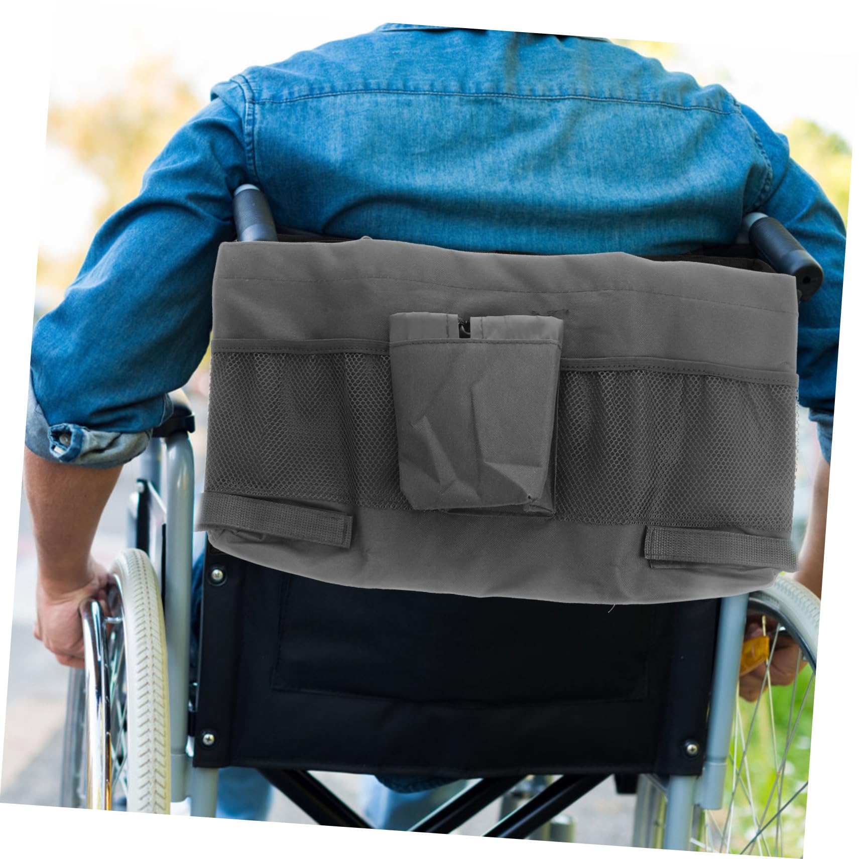 Bolsa Colgante para Andador Negra de Gran Capacidad en Tela Oxford | Ligera y Portátil, Diseño de Almacenamiento para Exteriores y Compras, Ayuda a Llevar Objetos Orden