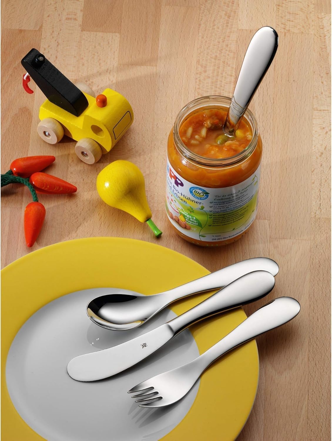 WMF Knuddel Kinderbesteck mit Namensgravur - schönes Kinder Besteckset Taufgeschenke personalisiert mit Gravur - Geschenkideen für Mädchen und Jungen ab 3 Jahre 4-teilig