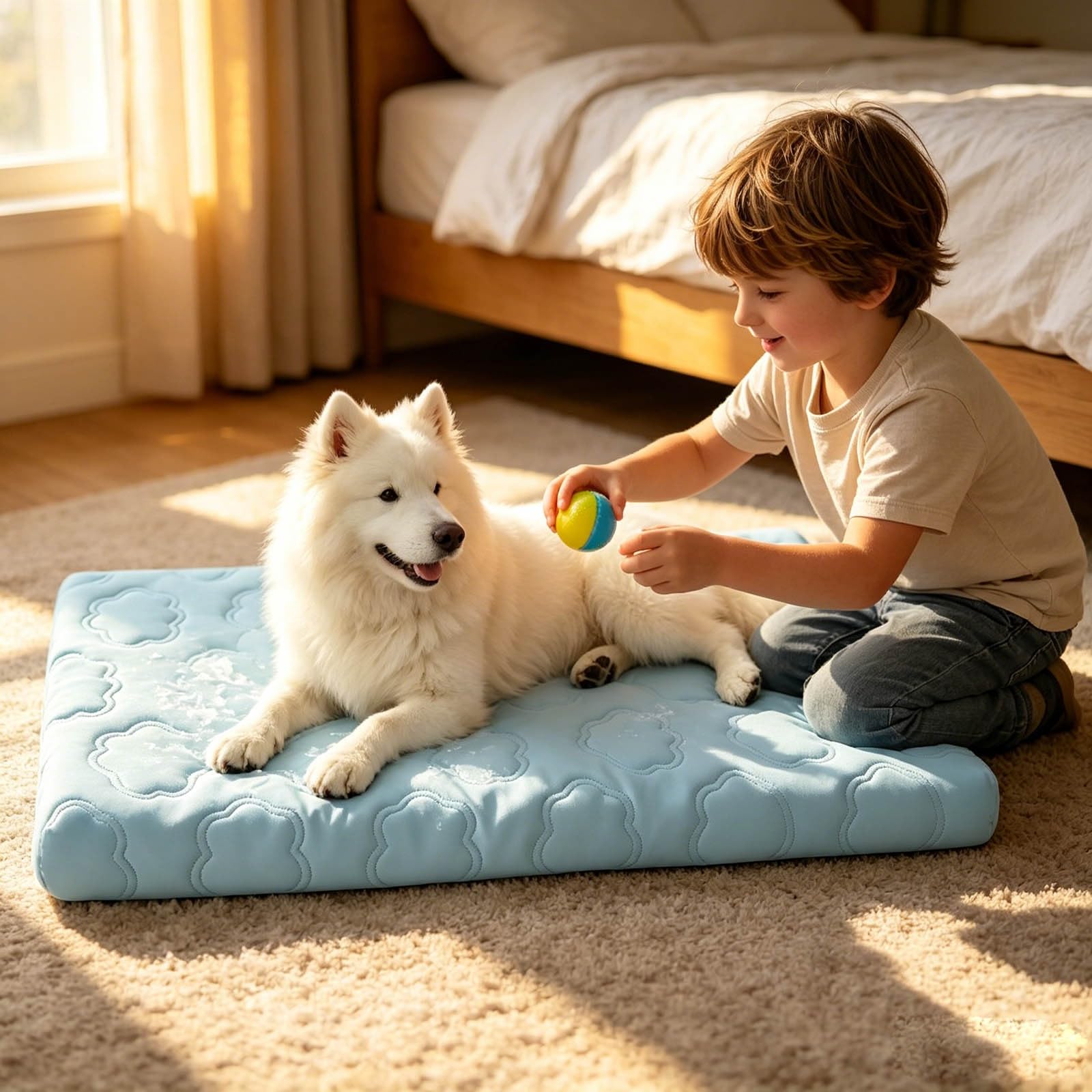Tapis rafraîchissant pour chien - Confort d'été pour dormir - Lavable - En tissu non tissé - Pour la maison, le jardin, la voiture - Auto-rafraîchissant - Pour chien et chat