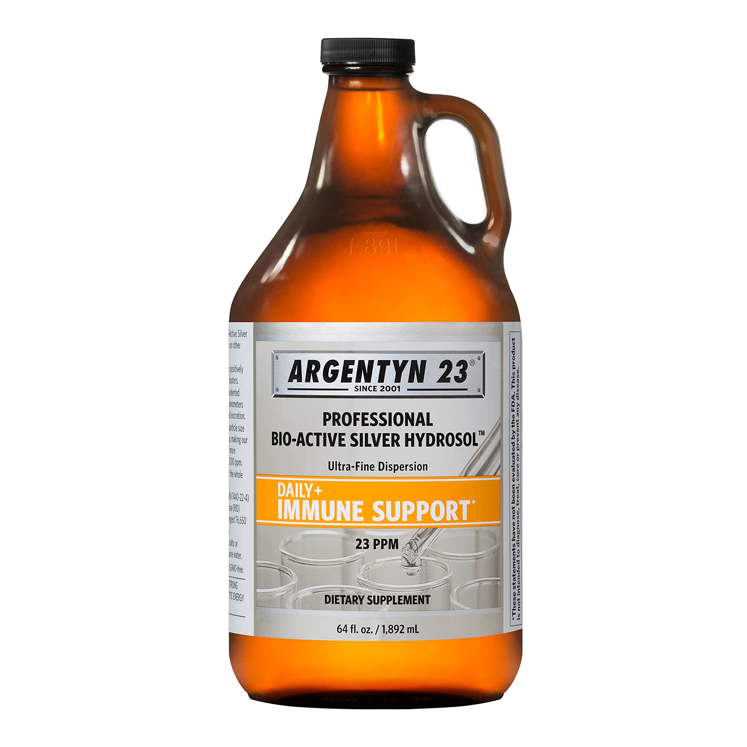 Argentyn 23 Professional Immune Support - Colloidal Silver, Bio-Active Silver Hydrosol, 23 ppm, Liquid Twist Top, 64 Fl Oz (1,892 mL)