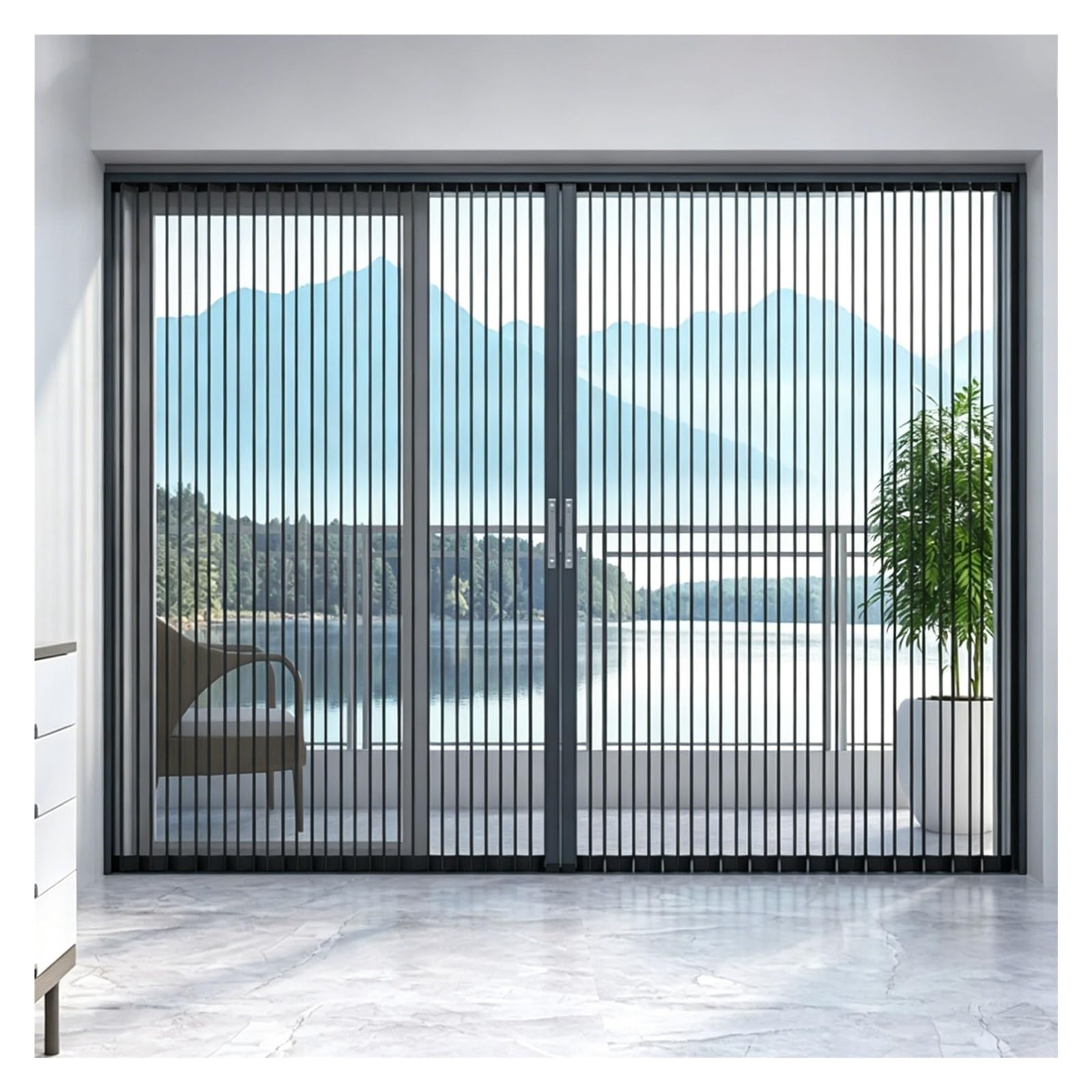 Folding Door with Lock for Interior Doorway, Space-Saving Retractable Home Entrance Door, Sliding Door for Balcony Bedroom Kitchen Pantry Hallway Use(Gray,130x210cm(51"x83"))