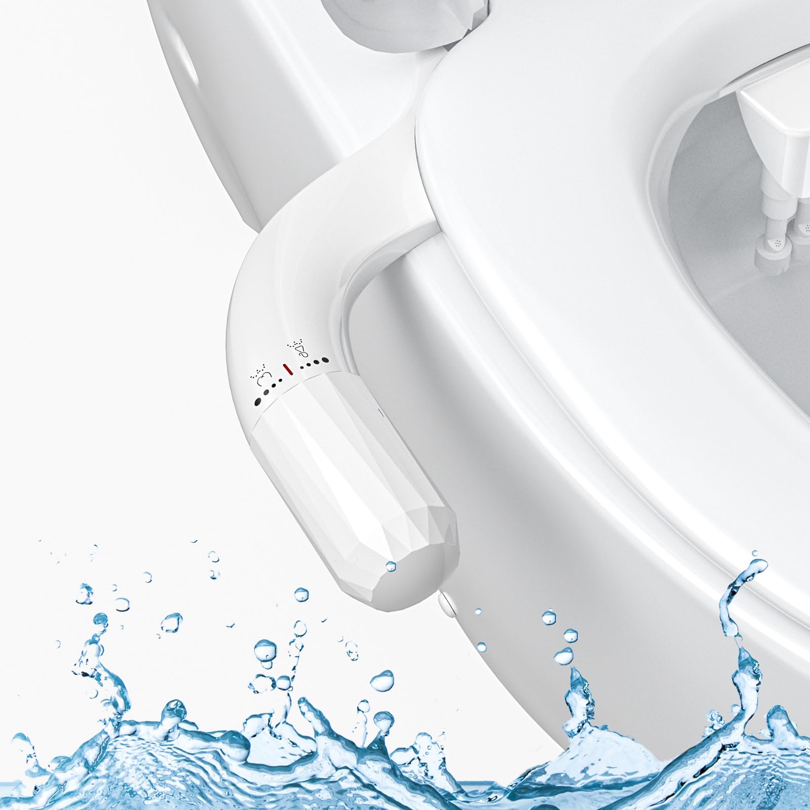 Sunowl Przystawka bidetu do toalety, ultracienka nieelektryczna nasadka do bidetu toaletowego w Wielkiej Brytanii, bidet zimnej wody z trybem czyszczenia podwójną dyszą, regulowane ciśnienie wody,