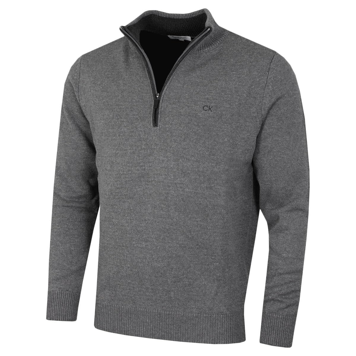 Calvin Klein Men's Grey Marl Golf Cotton Sweater - M