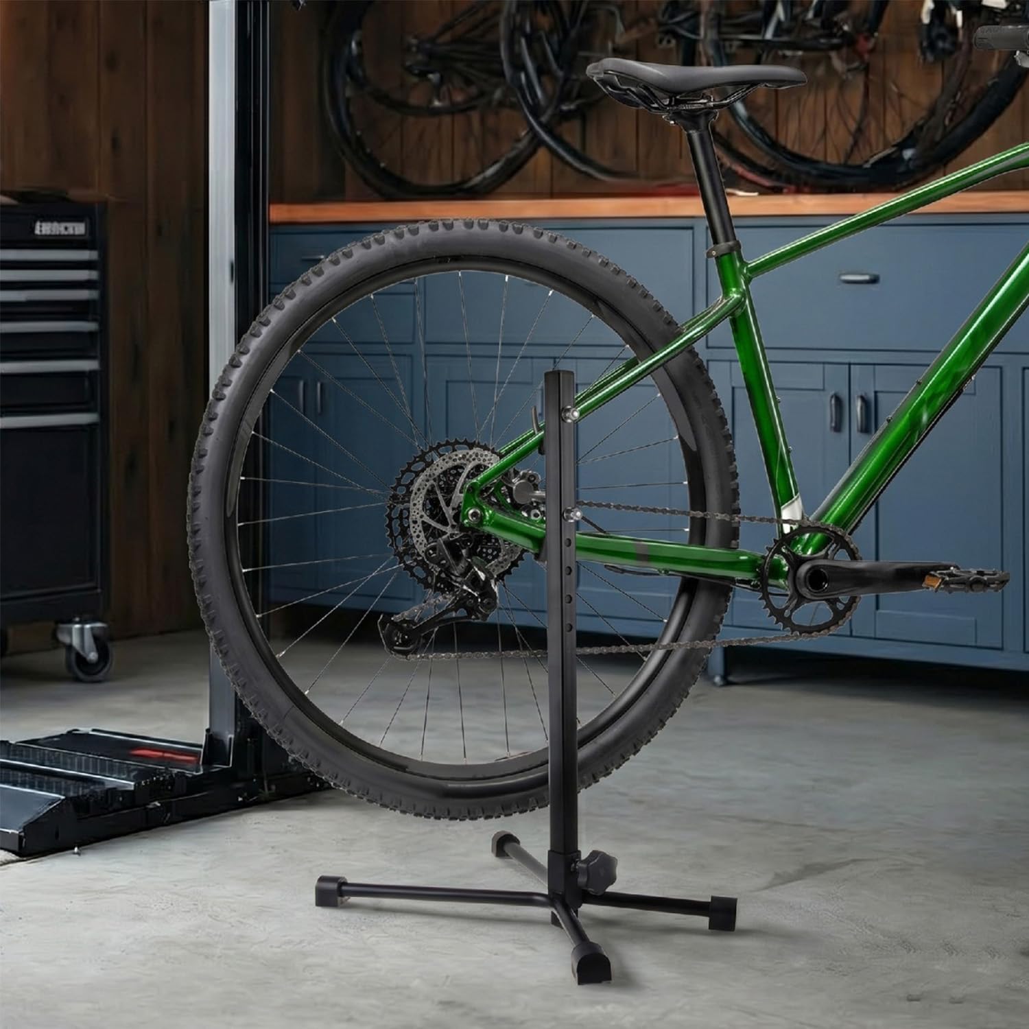 Maclean MC-434 Maniglia di servizio per bicicletta Supporto Servizio in acciaio 20 kg Compatibile biciclette MTB ruote da 27,5 Pollici nero Cavaletto Manutenzione