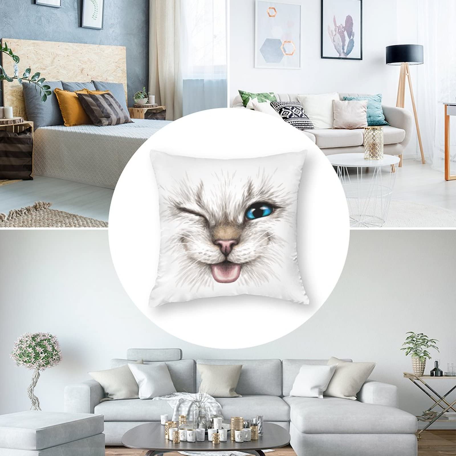 TRENDIN Federa Per Cuscino 30,5x50,8 Cm Con Scritta 'Word Reserved For The Cat' - Lino Verde Per Amanti Gatti