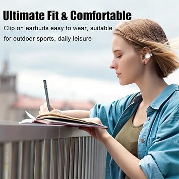 Open Ear Earbuds Ear Clip Earbuds Open Ear Headphones Wireless Bluetooth 5.2 Running Headphones Clip On Earbuds With Mic And 56 Hours Charging Case Ipx5 Waterproof Sports Earbuds For Workouts wait