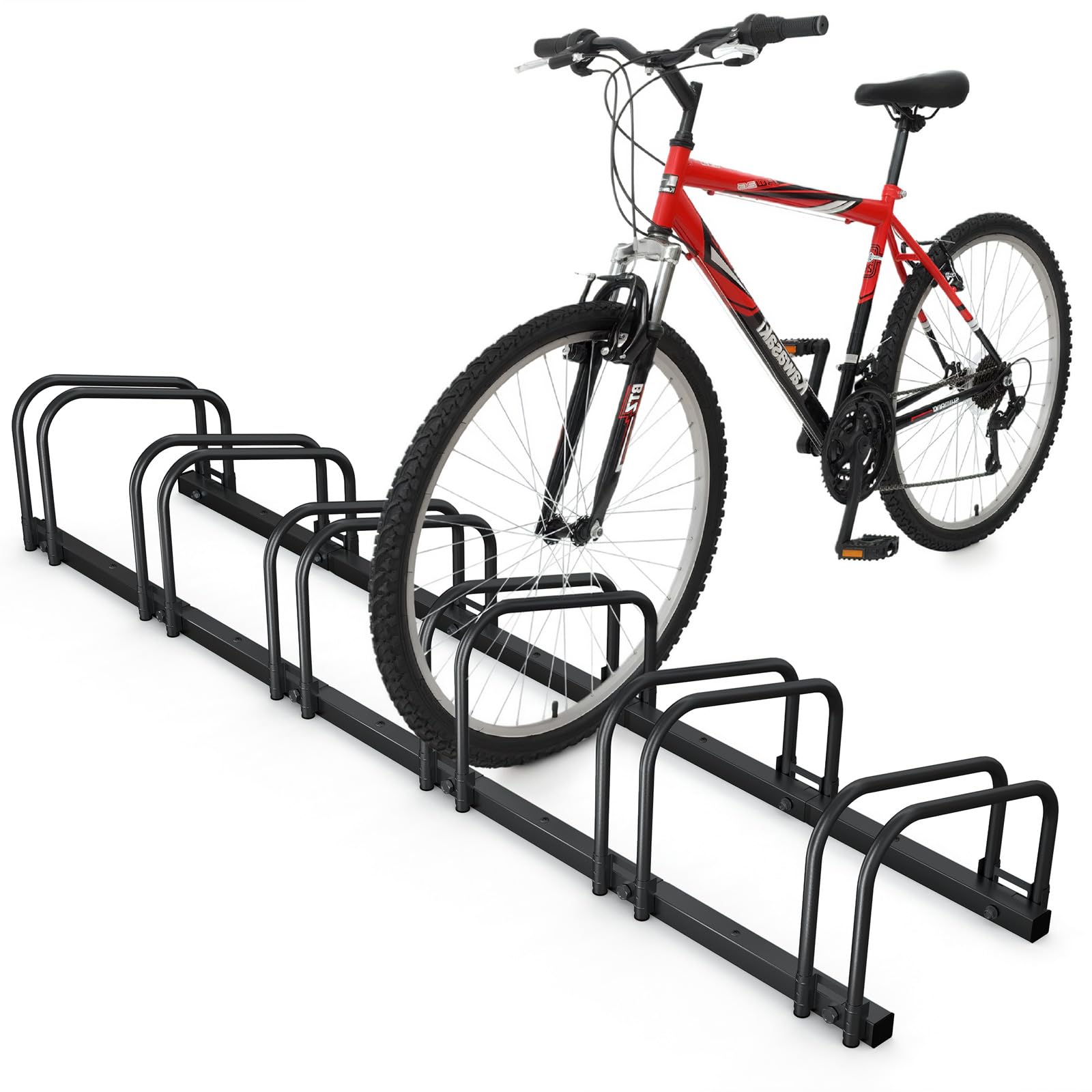 vounot® Râtelier Vélo 6 Vélos Range Vélo Système Range Vélo Rangement pour Vélo Support pour Bicyclette Sol ou Mural en Acier Revêtu Support de Rangement Vélo Jardin ou Garage Râtelier Familial Noir