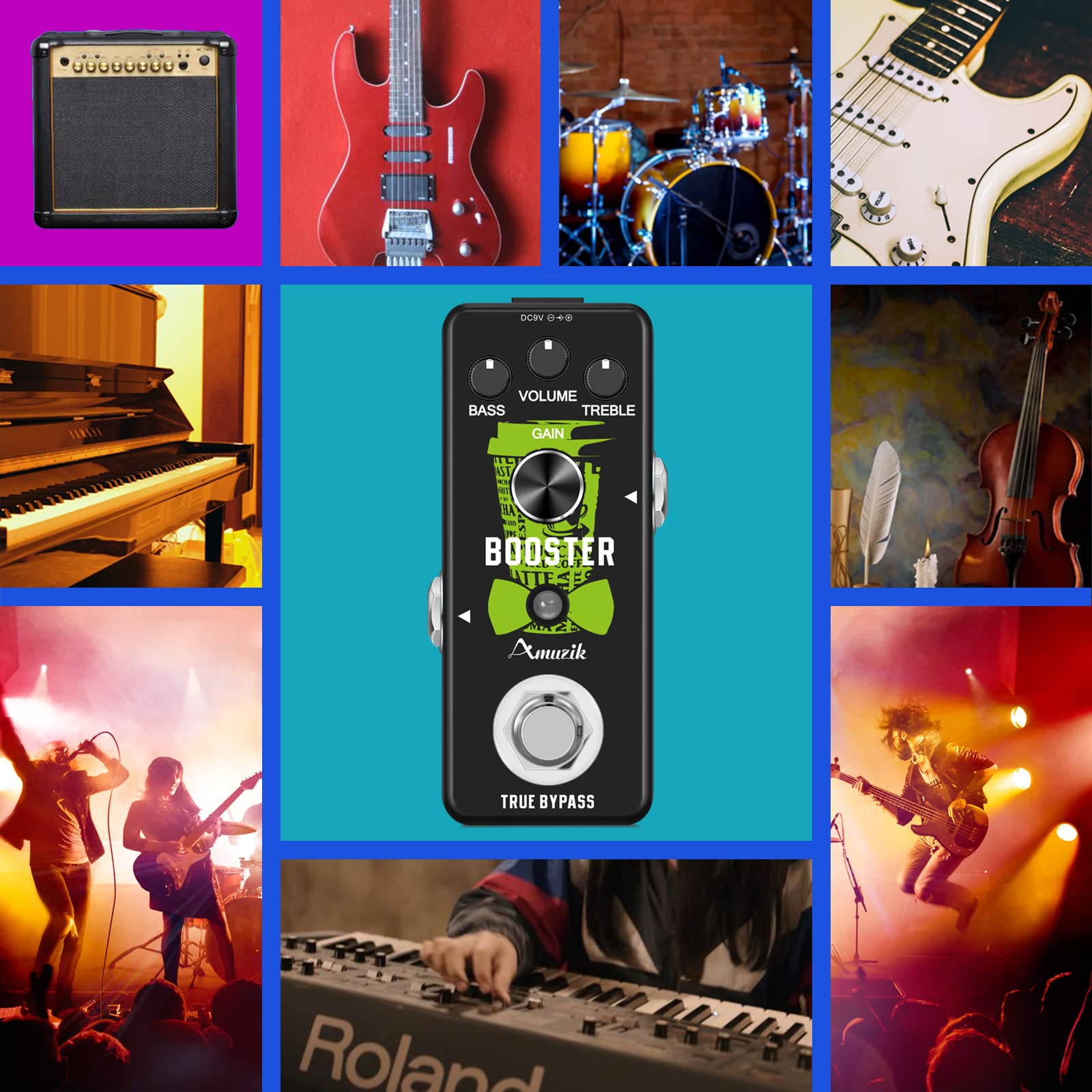 Amuzik Guitar Booster Pedal Analog Micro Boost Pedals For Electric Guitar Pure Signal Amplification Wtih Mini Size True Bypass