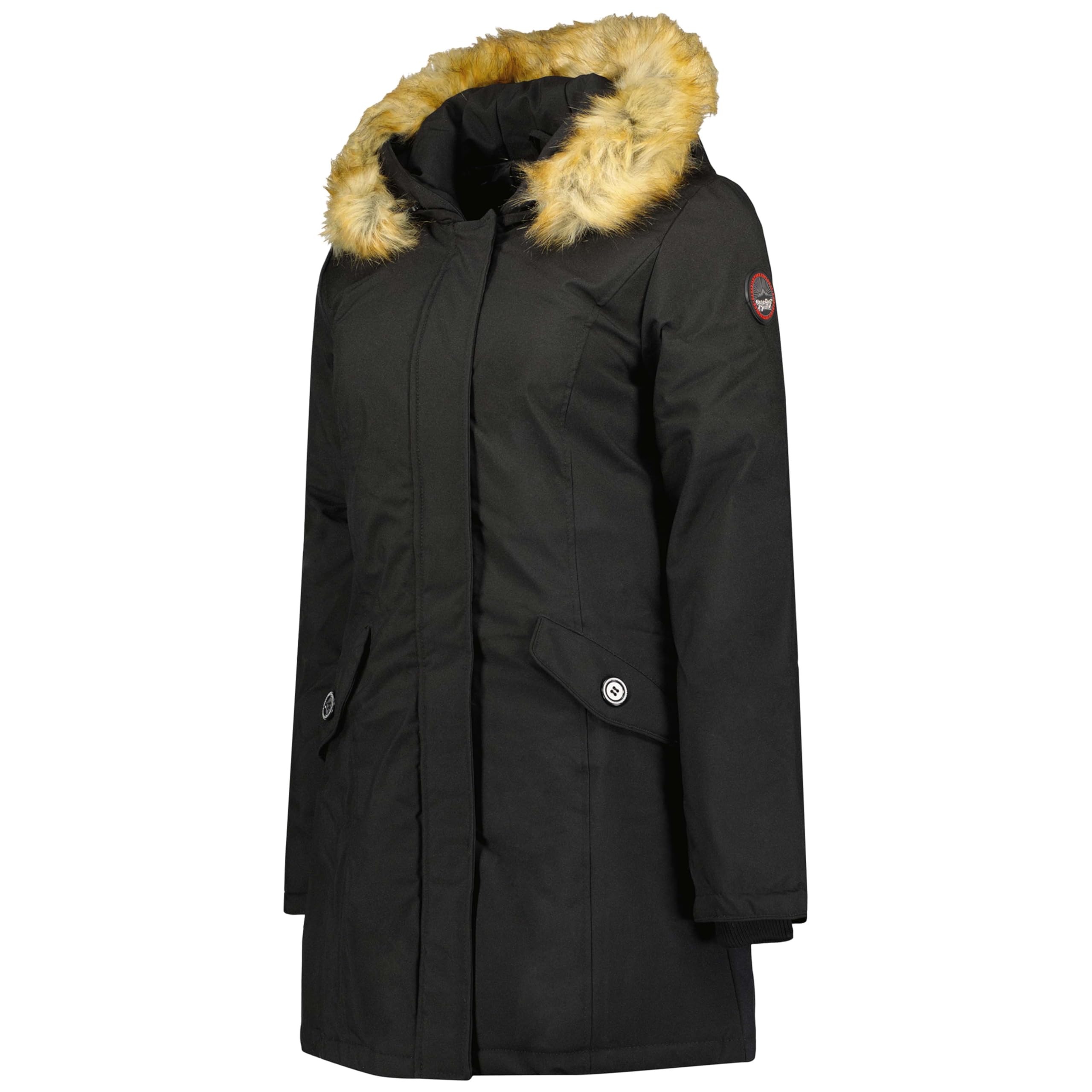 Canadian Peak Dinastipeak Lady - Chaqueta Mujer Cálida Esqui - Abrigo Para Mujeres Con Capucha Sintética - Parka Elegante A Prueba De Viento - Otono Invierno Primavera (Negro L)