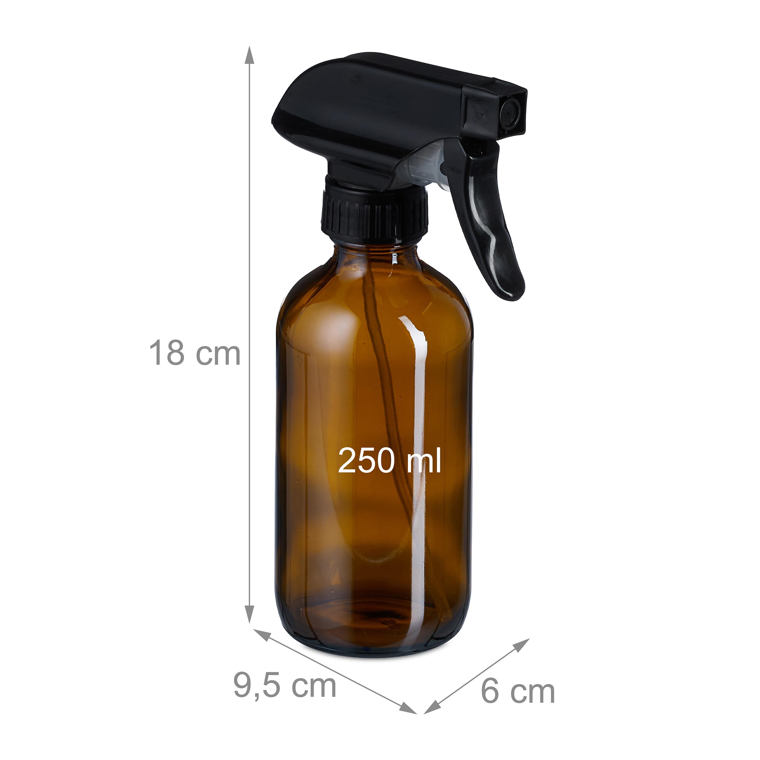 Relaxdays Spruzzino Nebulizzatore, Set 4 Bottiglie Spray Vuote da 250 ml, Vaporizzatore Parrucchieri, Pulizia, Marrone