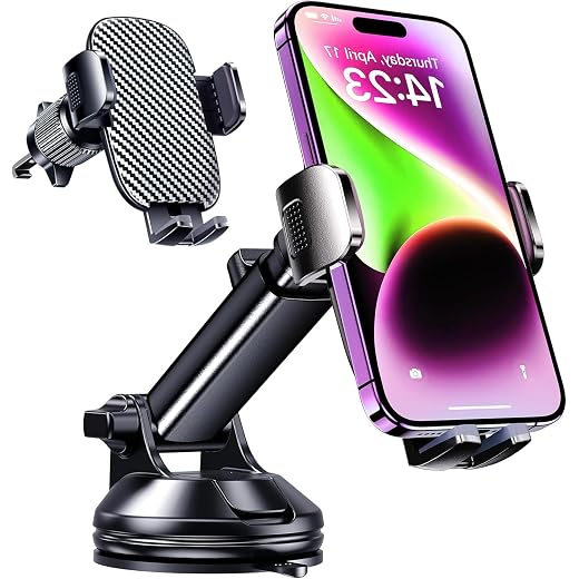 Qifutan Car Phone Holder Mount Phone Mount for Car Windshield Dashboard Air Vent Universal Hands Free Automobile Cell Phone Holder Fit iPhone