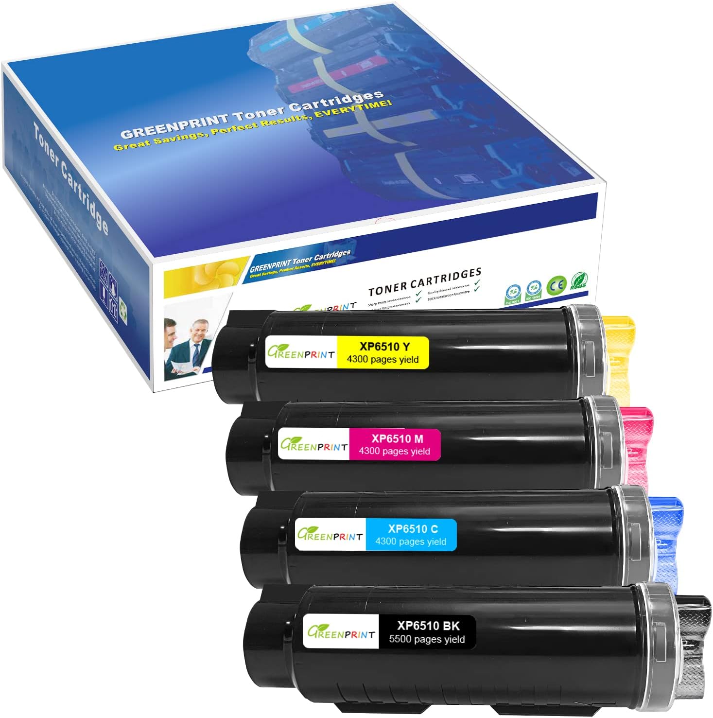 4 Packs 6510 6515 Compatible Toner Cartridges[ Extra High Yield ] 5500 Pages BK, 4300 Pages CMY for Xerox Phaser Printers 6510dni 6510dnm 6510n 6510dn WorkCentre 6515dni 6515dnm 6515 6515n 6515dn