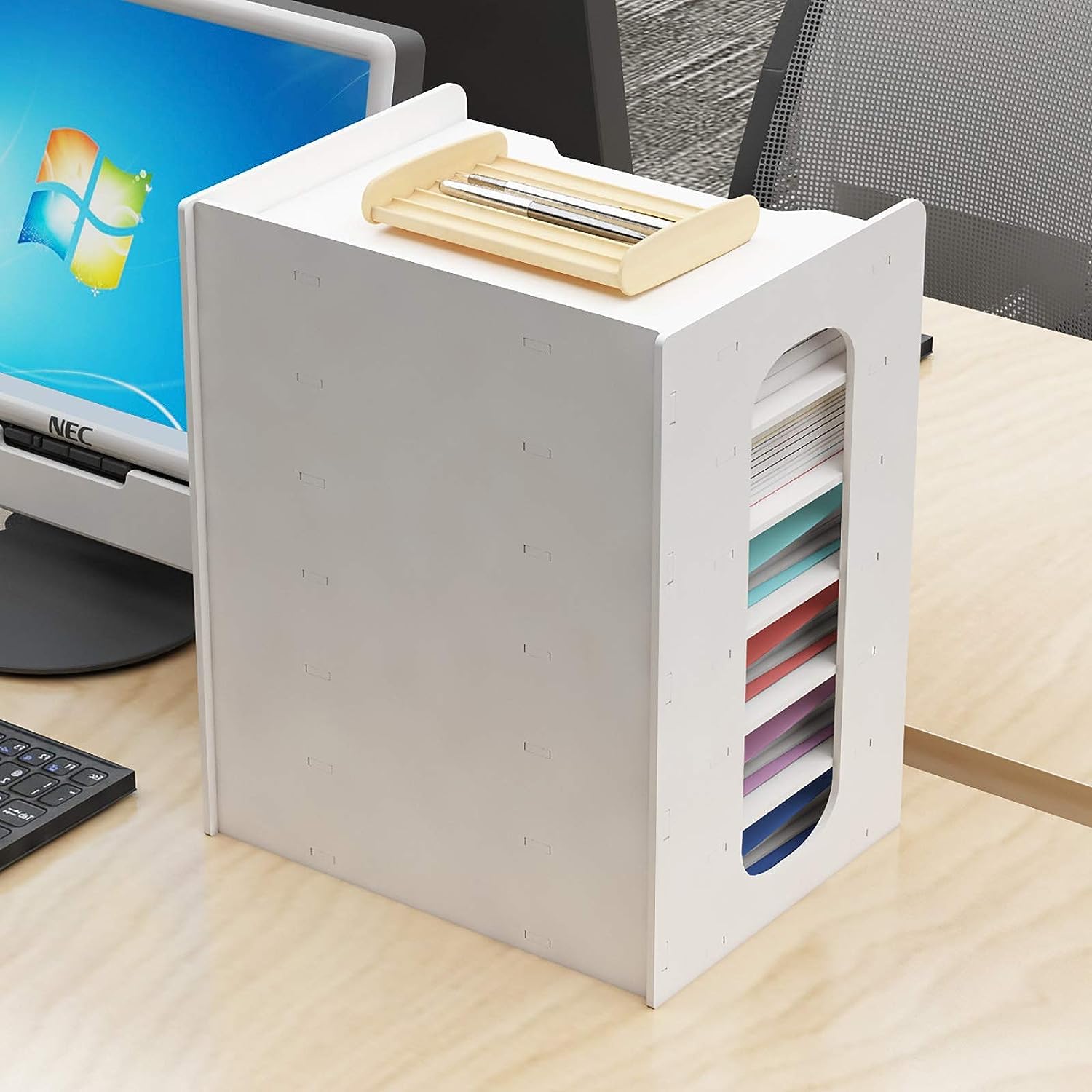 PUNCIA A4 Dokumentenablage 7 Ablagefächer aus PVC Briefablage Papierablage | Schreibtisch Datai Organizer Ablagesystem Aktenaufbewahrung Dokumentenhalter für Büro Arbeitszimmer Schule Office